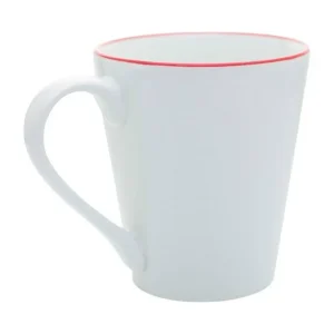 MUG 32CL WHITE RED RIM