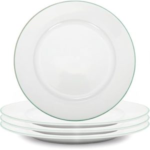 MARINA DINNER PLATE WHITE 26CM GREEN RIM