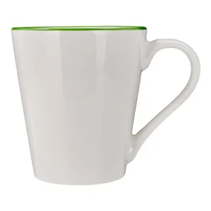 MUG 32CL WHITE GREEN RIM
