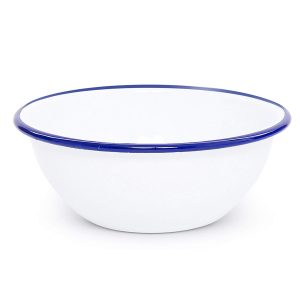 BOWL 15CM WHITE BLUE RIM