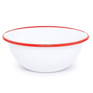 BOWL 15CM WHITE RED RIM