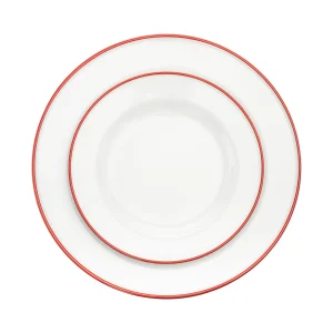MARINA DINNER PLATE WHITE 26CM RED RIM
