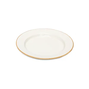 MARINA DINNER PLATE WHITE 26CM YELLOW RIM