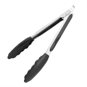 METAL SERVING TONG 23CM SILICON HEAD BLACK
