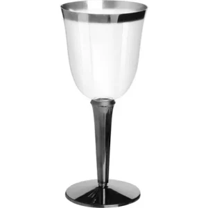 PLASTIC WINE GLASS SILVER X 3  REUSABLE